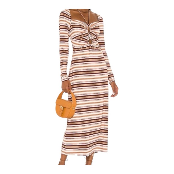 Free People Dresses & Skirts - Free People Terra Striped Ribbed Maxi Dress large NWT